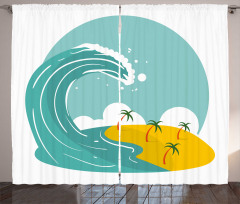 Big Wave and Palms Curtain