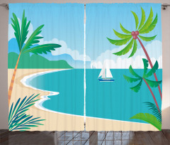 Cartoon Tropic Coast Curtain