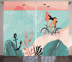 Woman Cycling in Sea Curtain