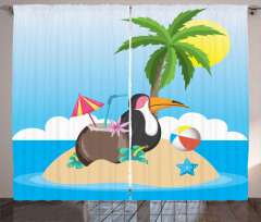 Tropic Funny Cartoon Curtain