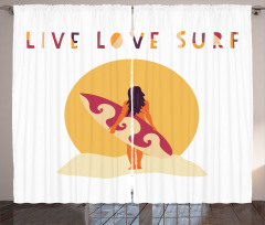 Live Love Surf Girl Curtain