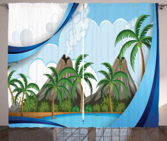 Exotic Volcano Island Curtain