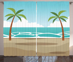 Ocean and Palm Trees Curtain