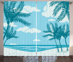 Sand and Palm Trees Curtain