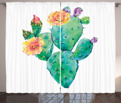 Cactus with Flowers Curtain