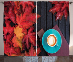 Coffee Fall Leaves Curtain