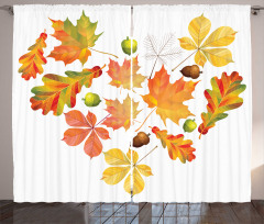 Leaves Acorns Heart Curtain