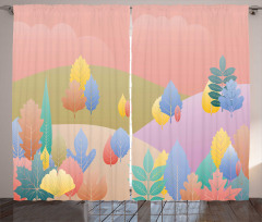 Pastel Fall Leaves Curtain