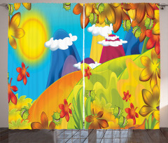 Cartoon Autumn Nature Curtain