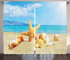 Beach Sand with Starfish Curtain