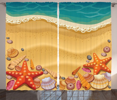 Seashell on Shore Cartoon Curtain