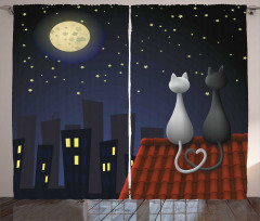 Cats on the Roof Valentines Curtain