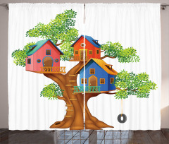 Cartoon Cottages Curtain