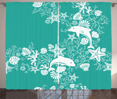 Dolphins and Flowers Curtain