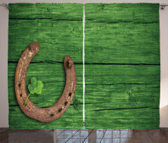 Rusty Horseshoe Shamrock Curtain