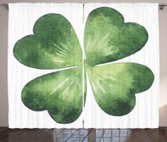 Watercolor Shamrock Leaf Art Curtain