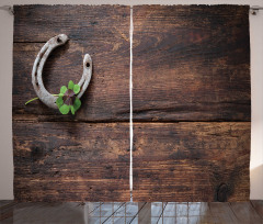 Rusty Horseshoe on Wooden Curtain