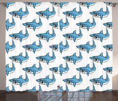 Sea Fierce Wild Shark Curtain