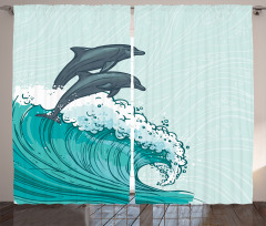 Sea Waves Sketch Art Curtain