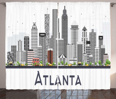 Seyahat Perde Modern Atlanta Panoramik Şehir Manzarası