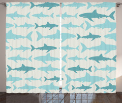 Swimming Sharks in Sea Curtain