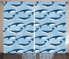 Cartoon Whale Nautical Curtain