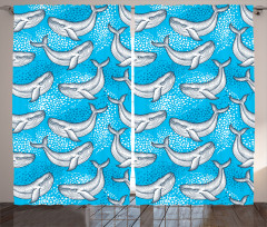 Dotted Whale Sea Ocean Curtain