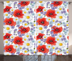 Poppy and Daisy Flower Curtain