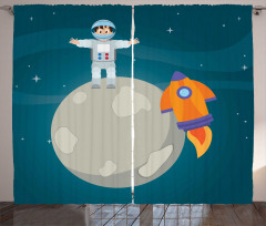 Happy Astronaut on Moon Curtain