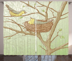 Tree Animals Spring Woods Curtain