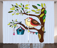 Flying Animal Tree Art Curtain