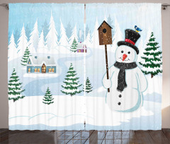 Frosty Holds Nest Graphic Curtain