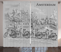 Bicycles by the Canal Curtain