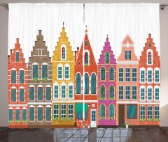 European Colorful Houses Curtain