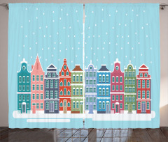 Snowy Town in Holland Curtain