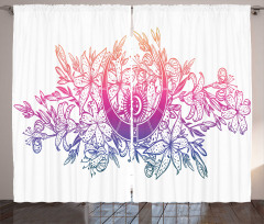 Lily Flowers and Crescent Curtain