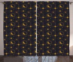 Crescent in Mystical Night Curtain