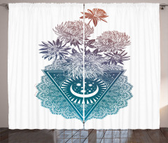 Flowers Moon and Lace Motif Curtain