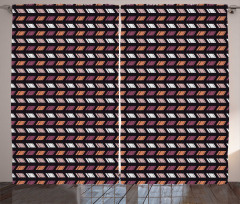 Colorful Hatched Squares Art Curtain