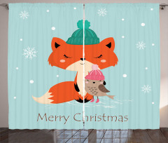 Merry Christmas Bird Animal Curtain