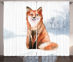 Fine Art Winter Animal Painting Curtain