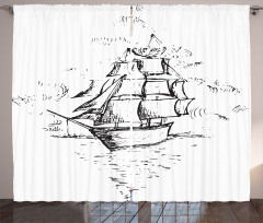 Sailboat Sketch Curtain