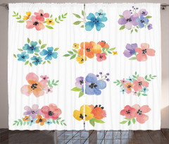 Watercolor Bouquets Curtain