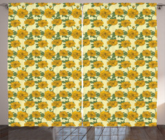 Graphical Flowers Curtain