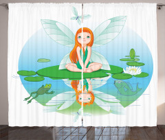 Fairy on Water Lily Leaf Curtain