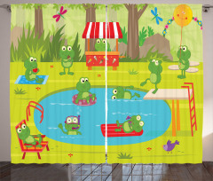 Animal Pool Party Fun Forest Curtain