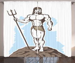 Greek Myth Man on a Rock Curtain