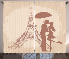 Couple Eiffel Tower Curtain