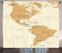 North South America Map Curtain