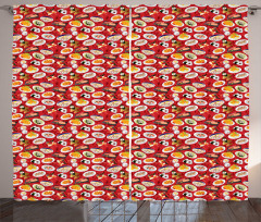 Cartoon Japan Cuisine Meals Curtain